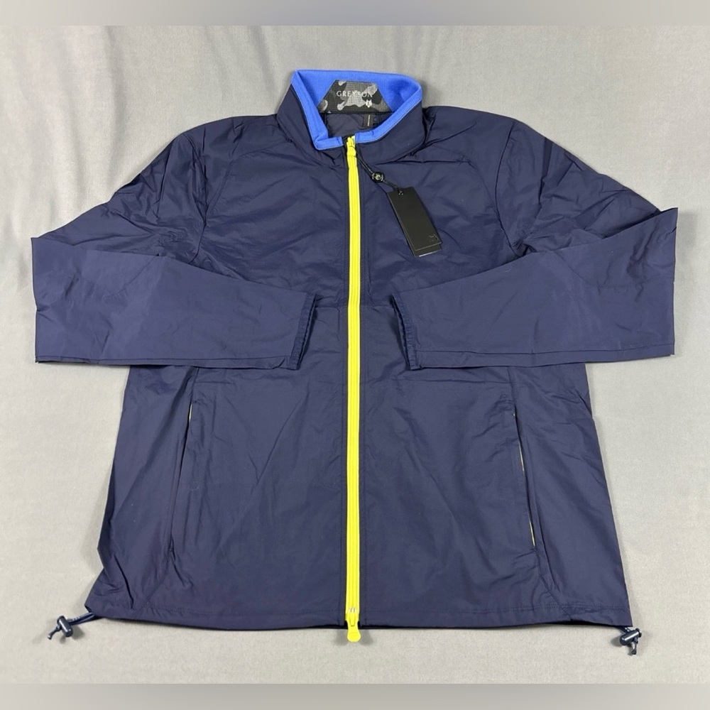 Greyson Navy Lightweight Jacket with Yellow Zip and Blue Collar